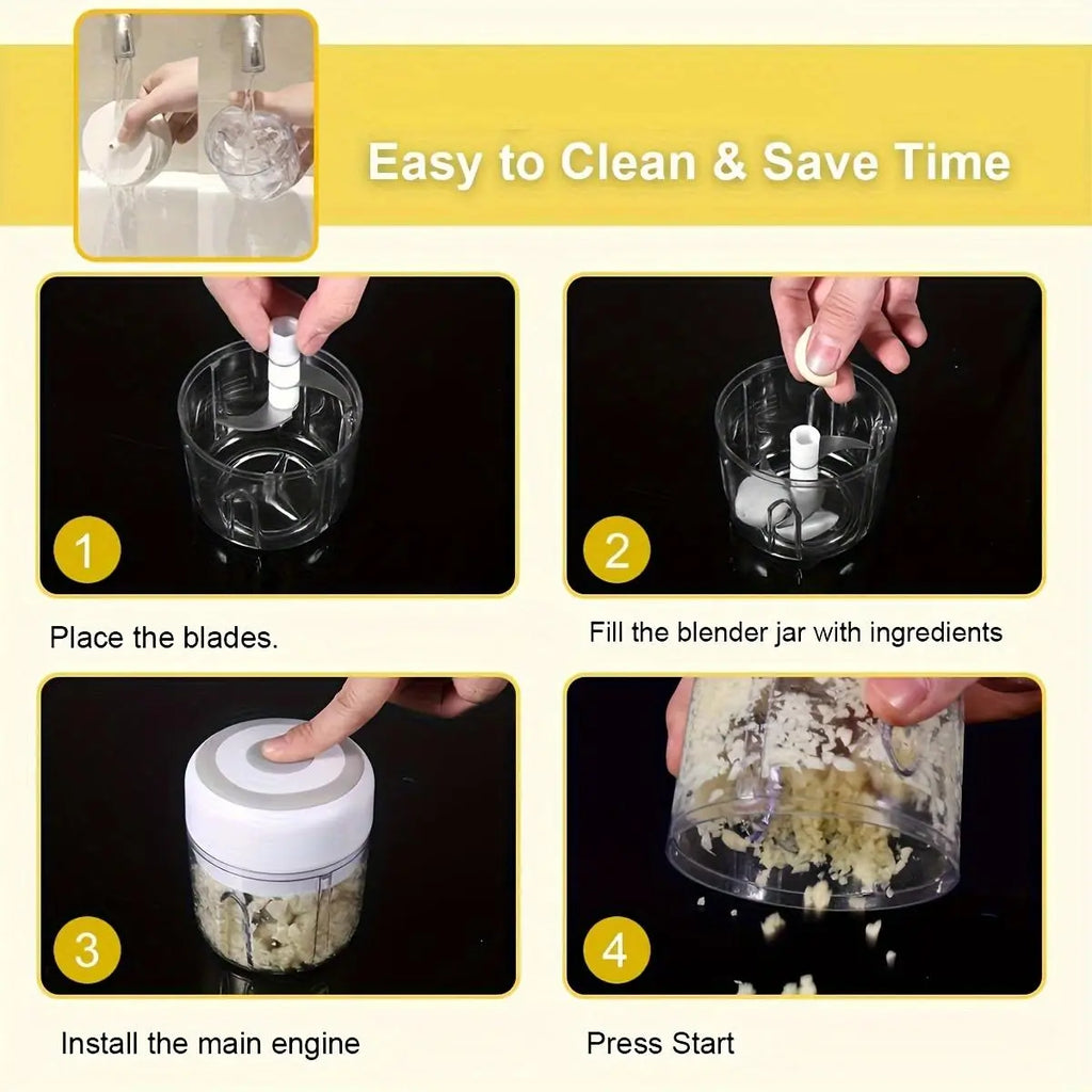 Wireless Mini Vegetable Chopper for Garlic, Ginger, Chili & Meat