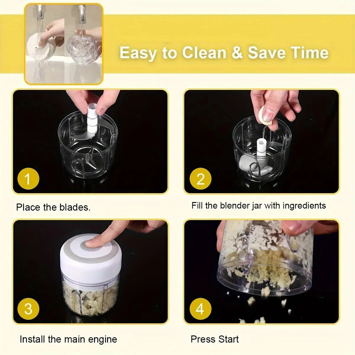 Wireless Mini Vegetable Chopper for Garlic, Ginger, Chili & Meat